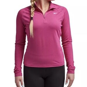 Reebok Sweatshirt Plus Size Womens Identity Performance Running 1/4 Zip Pink 2XL